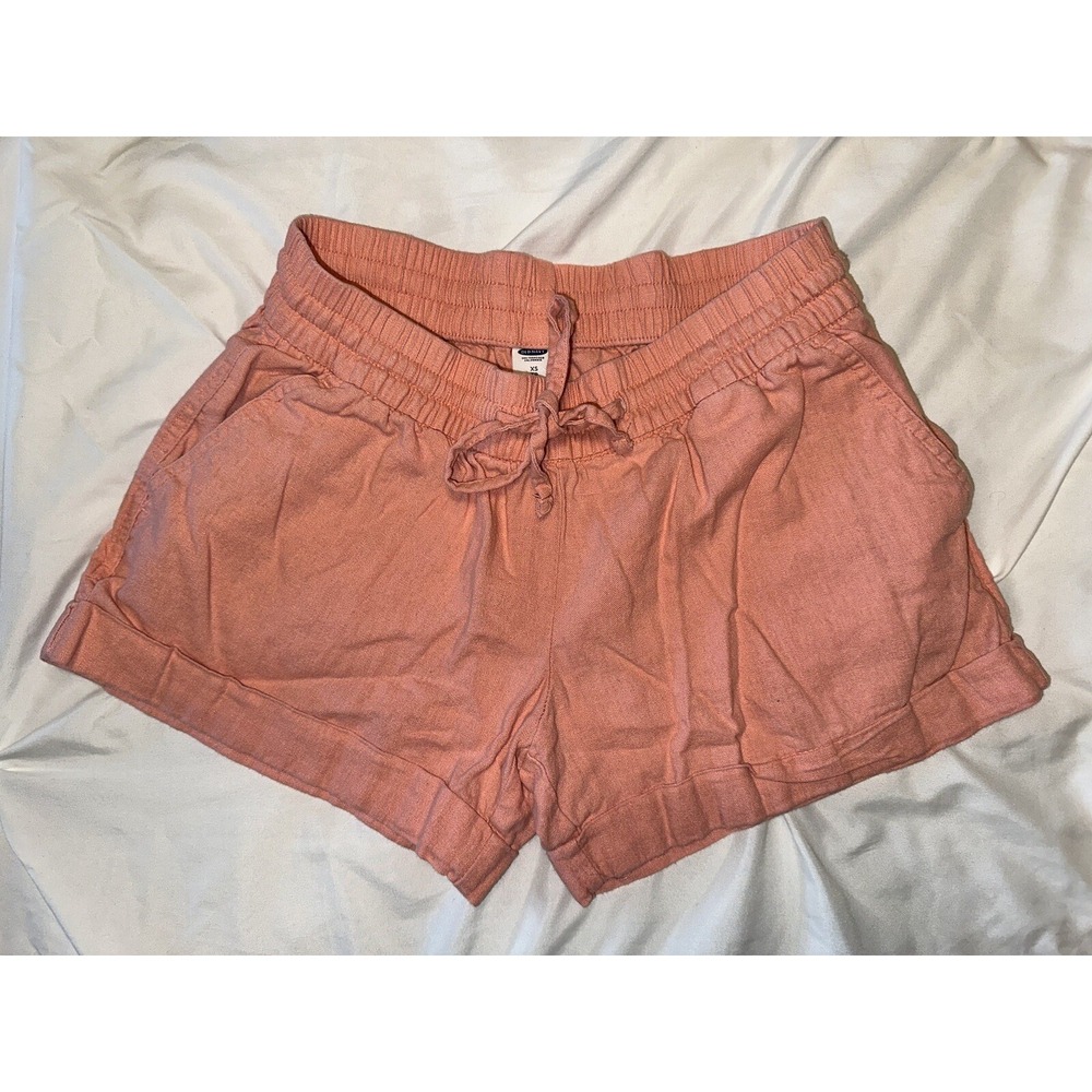 Old Navy Shorts Women Size XS Linen Elastic Drawstring waist Cuffed